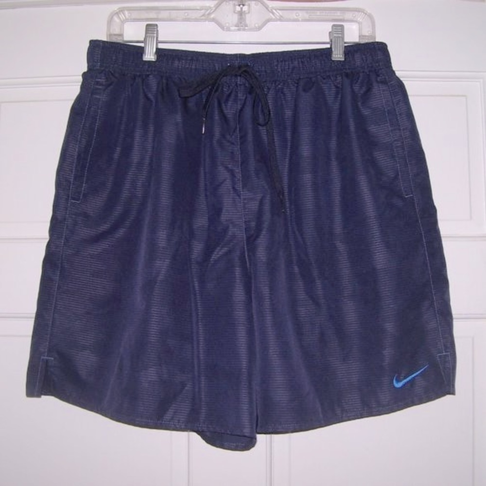 NIKE Navy Swim Trunks *Subtle Striped Camo Pattern*